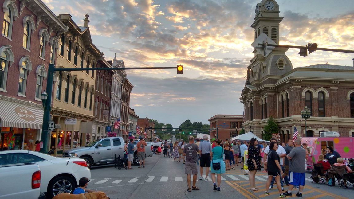 A sunset in downtown Georgetown, KY.